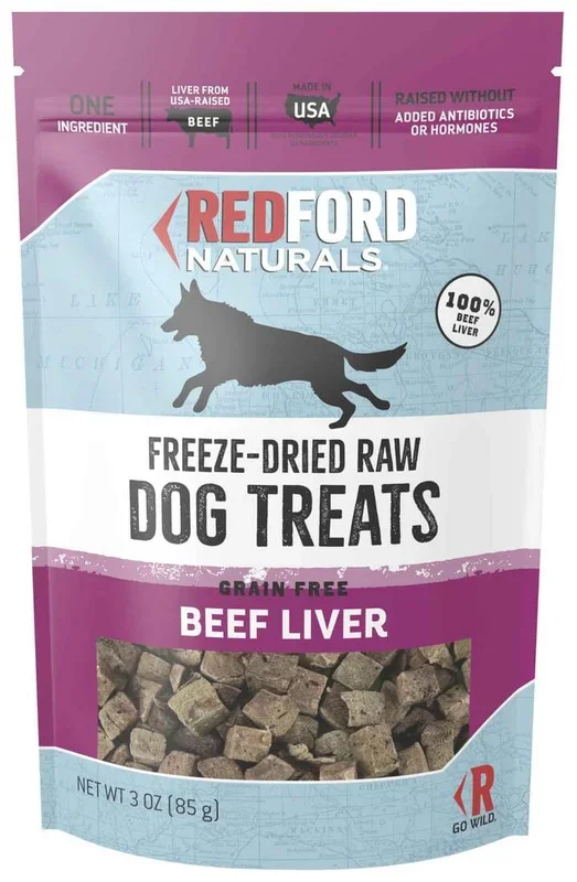 Redford Naturals Freeze-Dried Raw Grain Free Dog Treats, Beef Liver, 3 Ounces
