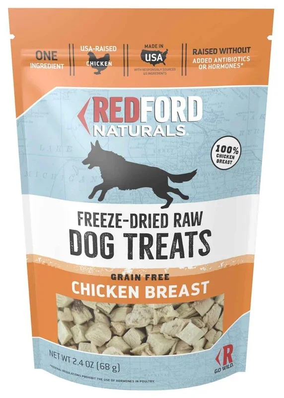Redford Naturals Freeze-Dried Raw Grain Free Dog Treats, Chicken, 2.4 Ounces