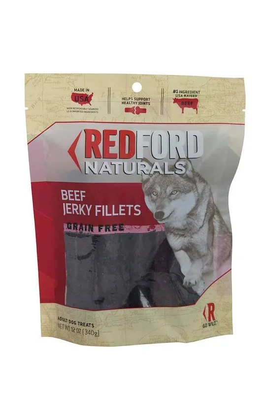 Redford Naturals Grain Free Beef Jerky Fillets Adult Dog Treat, 12 Ounces