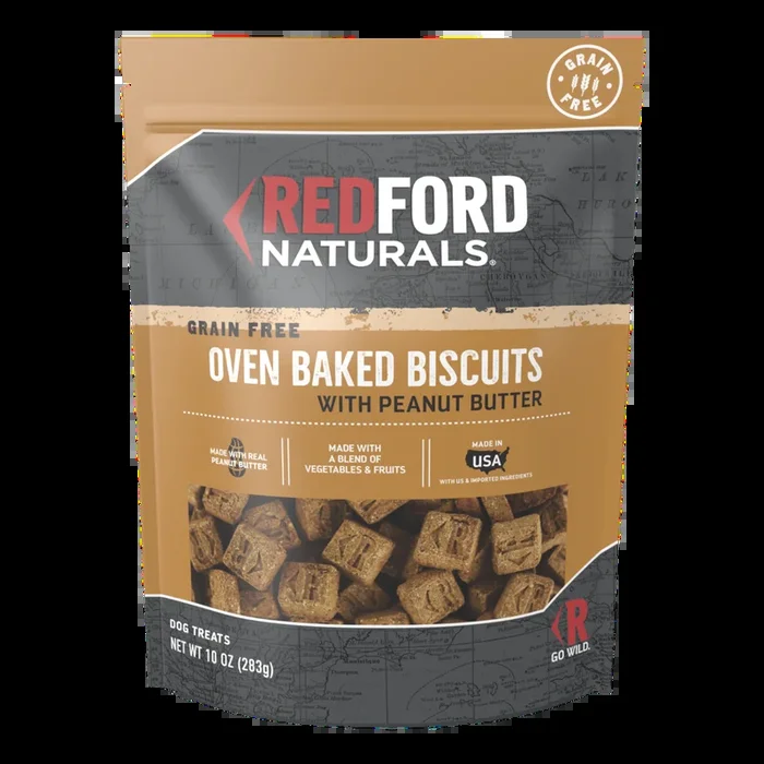 Redford Naturals Grain Free With Peanut Butter Biscuits Dog Treat, 10 Ounces