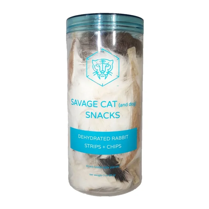 SAVAGE CAT Dehydrated Rabbit Strips and Chips 3OZ