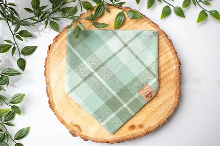 Shamrock Plaid – Dog Bandana Tie-On with Snap Buttons