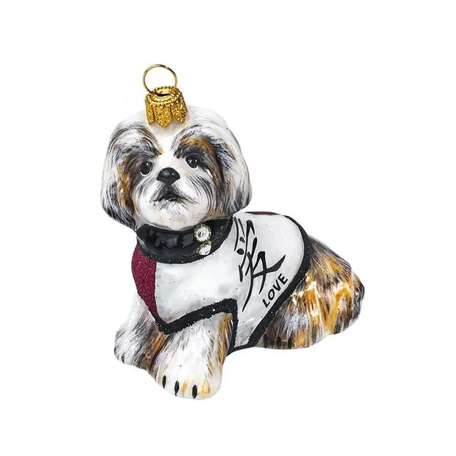 Shih Tzu Ornament with “Love” Symbol in Japanese