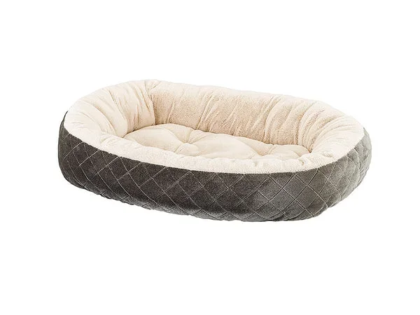 Sleep Zone Quilted Oval Cuddler Dog Bed, 26 inch Lt Gray