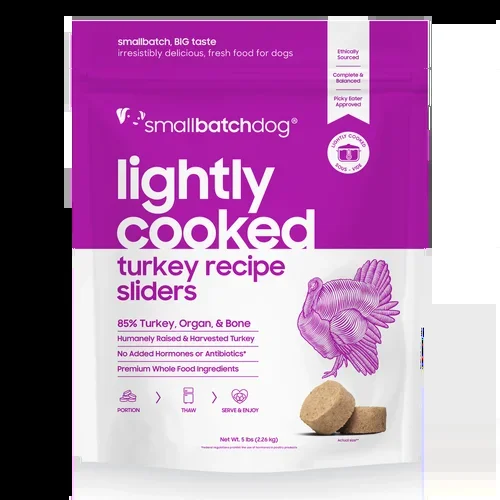 smallbatch Lightly Cooked Frozen Dog Food – Turkey – 5lb Bag