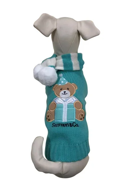 Sniffany Bear Sweater with Pompom Scarf