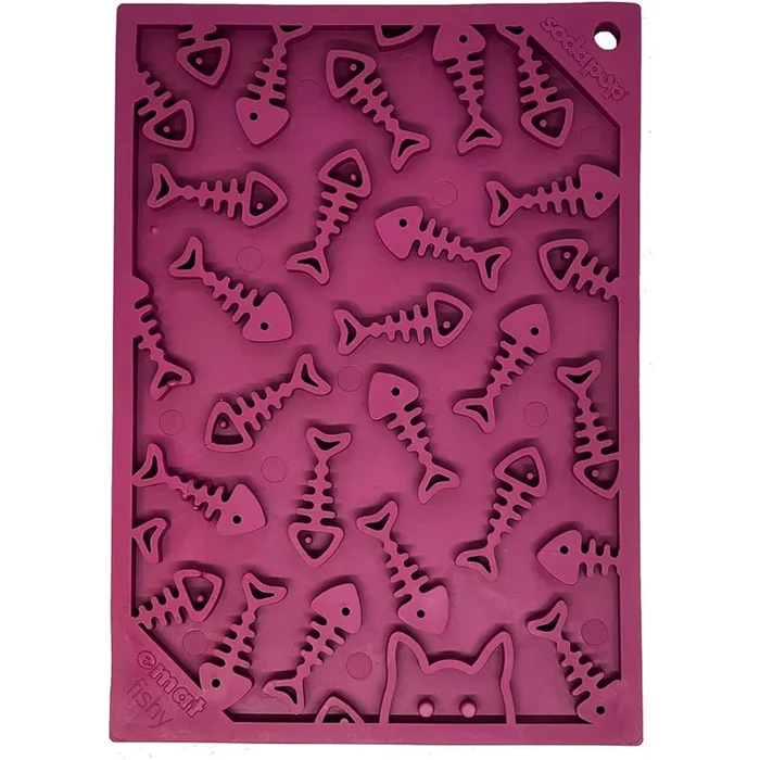 SodaPup Dog & Cat Fishy eMat Lick Mat Small Plum