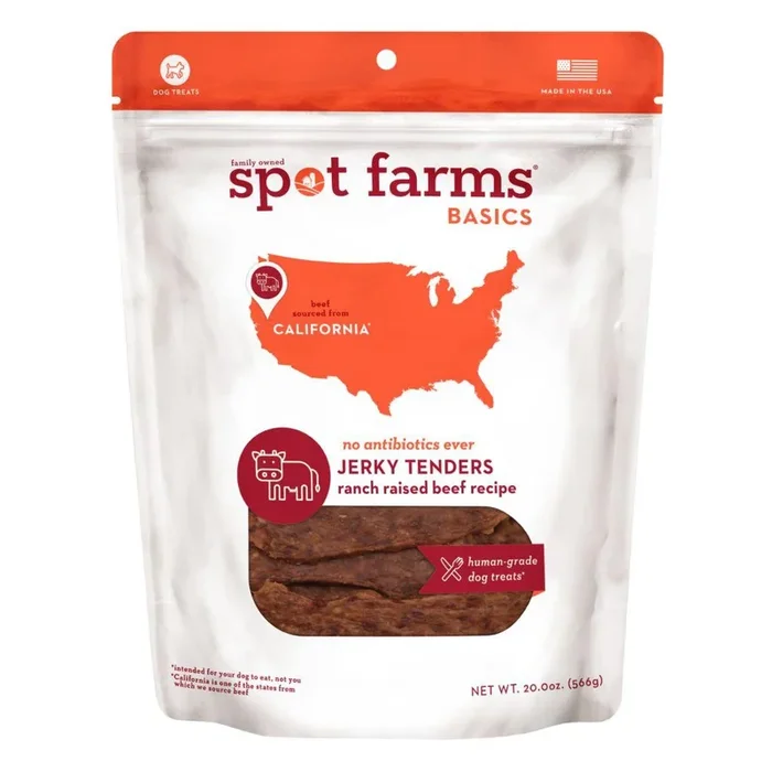 Spot Farms Basics Beef Jerky Tenders Dog Treats, 10-oz