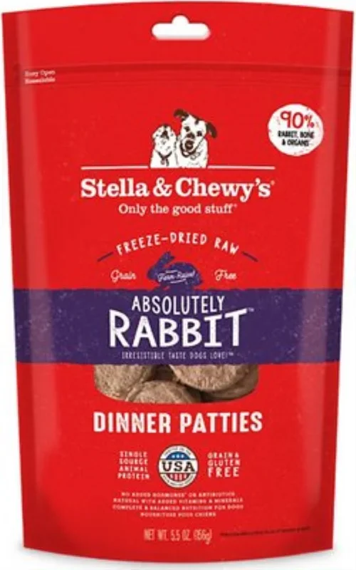 Stella & Chewy’s Absolutely Rabbit Dinner Patties Grain-Free Freeze-Dried Dog Food, 5.5-oz