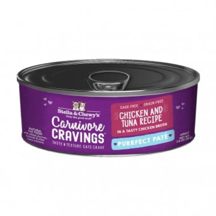 Stella & Chewy’s Carnivore Cravings Pate Chicken & Tuna Wet Cat Food, 2.8-oz