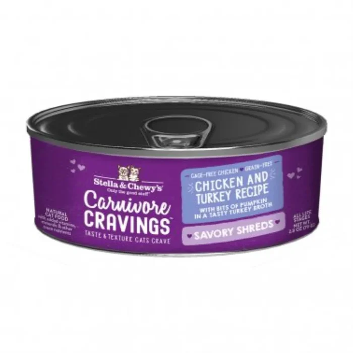 Stella & Chewy’s Carnivore Cravings Shred Chicken & Turkey Wet Cat Food, 2.8-oz