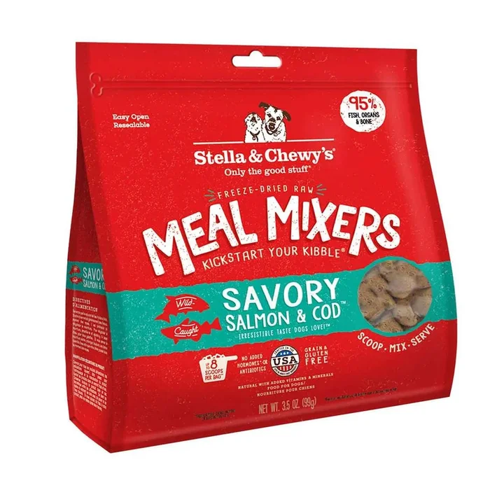 Stella & Chewy’s Dog Freeze-Dried Raw, Savory Salmon & Cod Meal Mixers, 3.5 Ounces