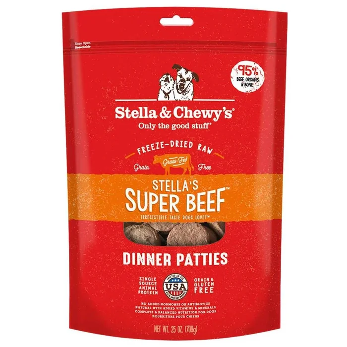 Stella & Chewy’s Dog Freeze-Dried Raw, Super Beef Dinner Patties, 25 Ounces