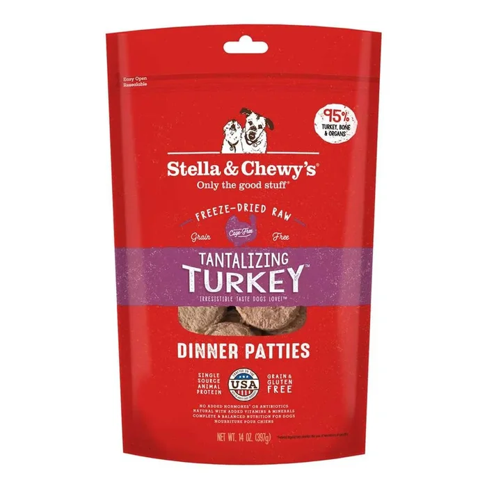 Stella & Chewy’s Dog Freeze-Dried Raw, Tantalizing Turkey Dinner Patties, 14 Ounces