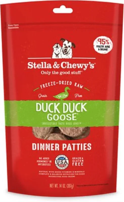 Stella & Chewy’s Duck Duck Goose Dinner Patties Grain-Free Freeze-Dried Dog Food, 14-oz