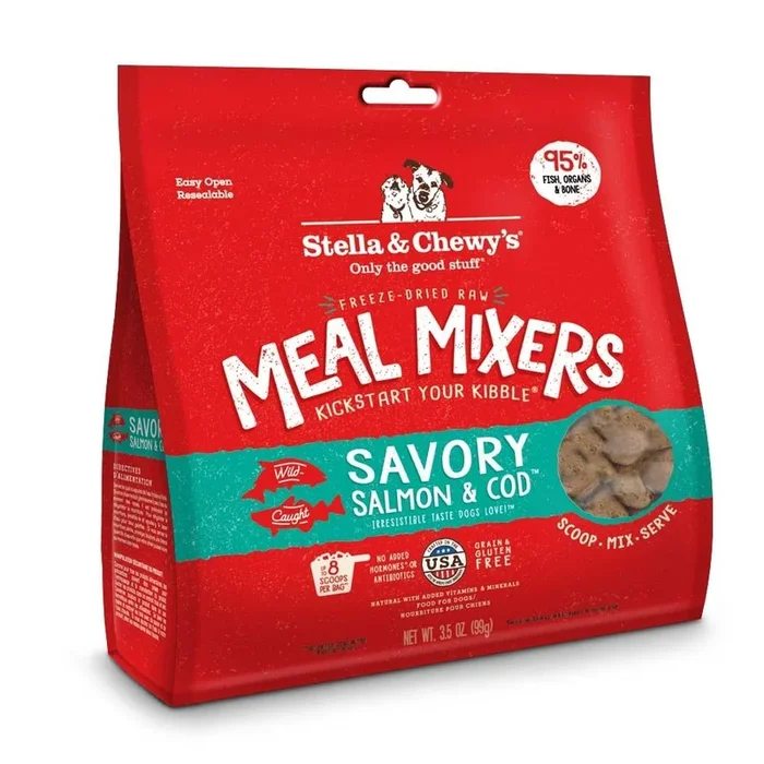 Stella & Chewy’s Freeze-Dried Raw Meal Mixers Dog Food Topper – Savory Salmon & Cod Recipe