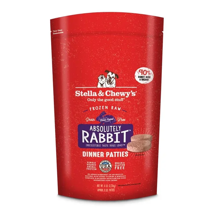 STELLA & CHEWY’S Frozen Dog Food Dinner Patties Absolutely Rabbit