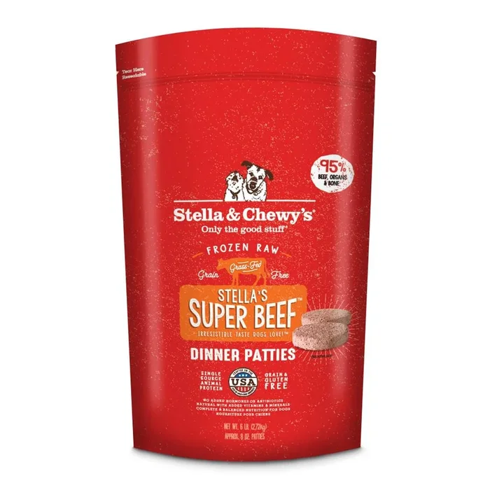 STELLA & CHEWY’S Frozen Dog Food Dinner Patties Super Beef