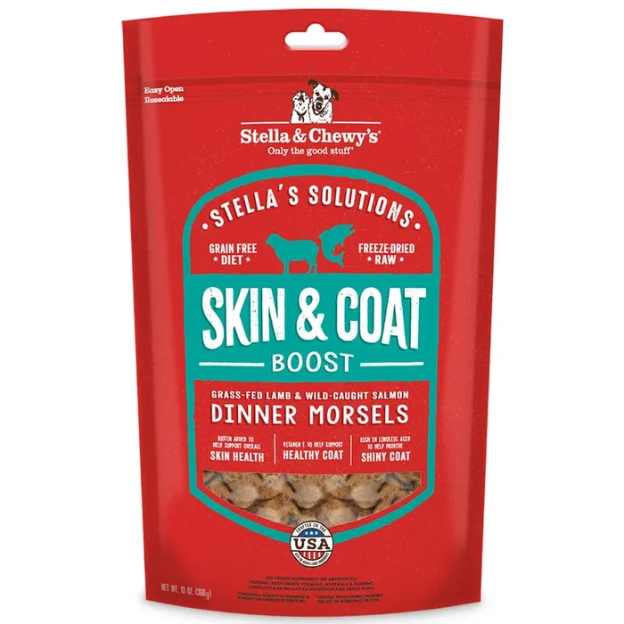 STELLA’S SOLUTIONS Skin & Coat Boost Lamb & Salmon Dinner Morsels for Dogs 13oz