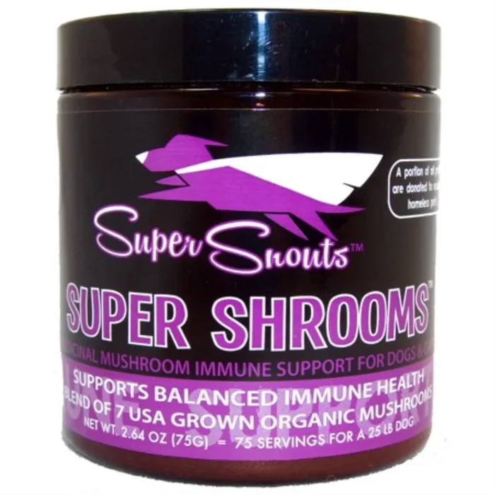 Super Snouts Super Shrooms Super 7 Organic Medicinal Mushroom Blend Dog & Cat Supplement, 75-grams