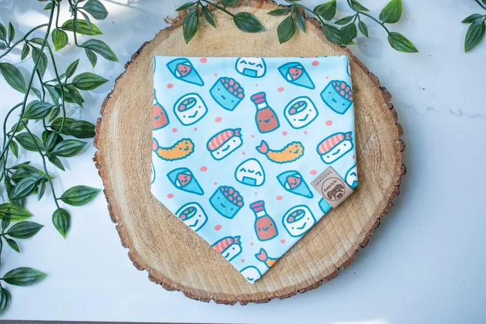 Sushi Party – Dog Bandana Tie-On with Snap Buttons