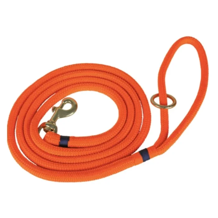 THE BELTED COW Maine Dock Line Dog Lead in Orange with Navy Trim