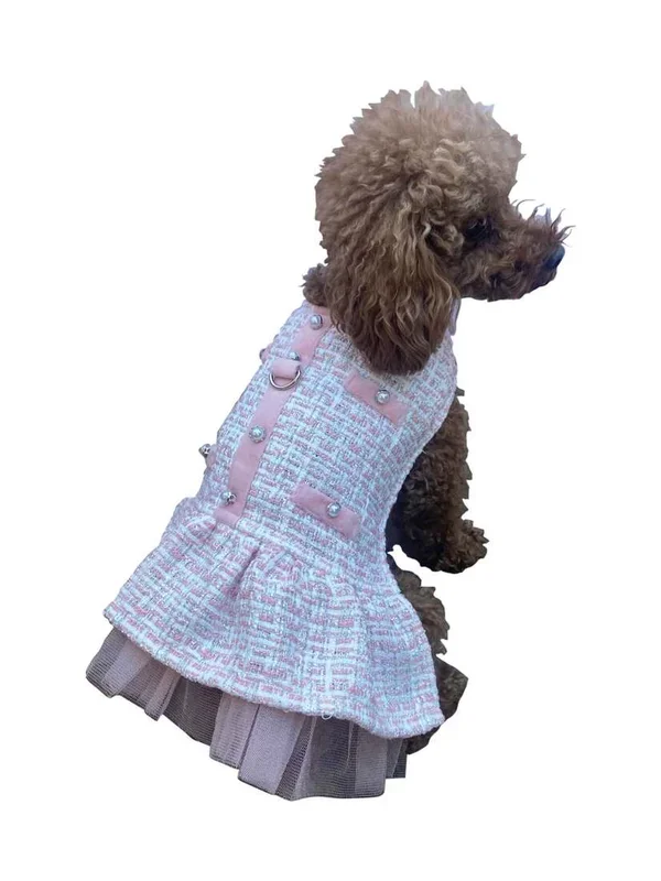 The Dog Squad Chanel Tweed Dress, Pink, Medium