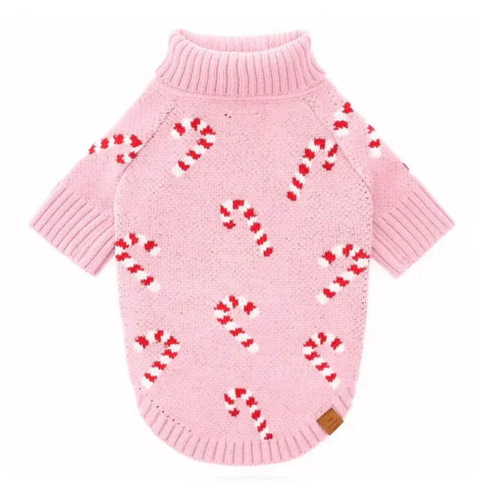 The Foggy Dog Dog Sweater – Pink Candy Canes