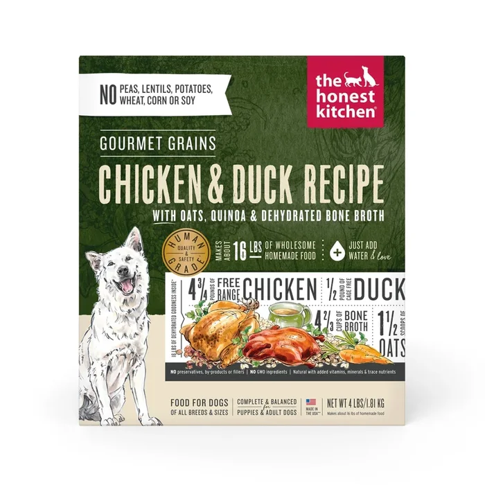 The Honest Kitchen Gourmet Grains Chicken & Duck Recipe Dehydrated Dog Food, 4-lb box