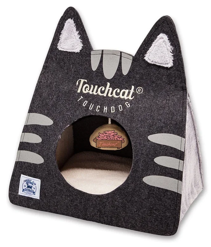 Touchcat ® ‘Kitty Ears’ Travel On-The-Go Folding Designer Fashion Pet Cat Bed House w/ Hanging Teaser Toy