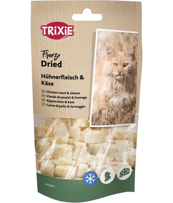 Trixie – Freeze Dried Chicken Meat & Cheese, High-Protein Cat Treats, Single Snack Pack – 25 g