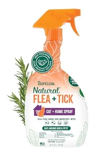 Tropiclean Natural Flea and Tick Treatment for Cat and Home Trigger Spray – 32 Oz