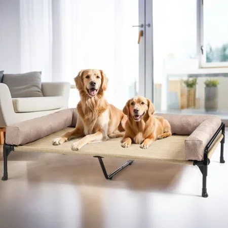 Veehoo Elevated Dog Bed with Three-sided Bolster