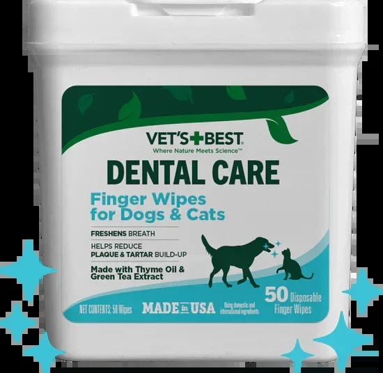 Vet’s Best Dental Care Finger Wipes for Dogs & Cats