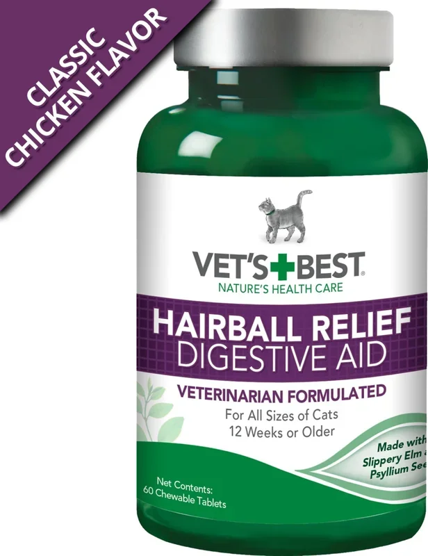 Vet’s Best Hairball Relief Digestive Aid Cat Supplement, 60 count