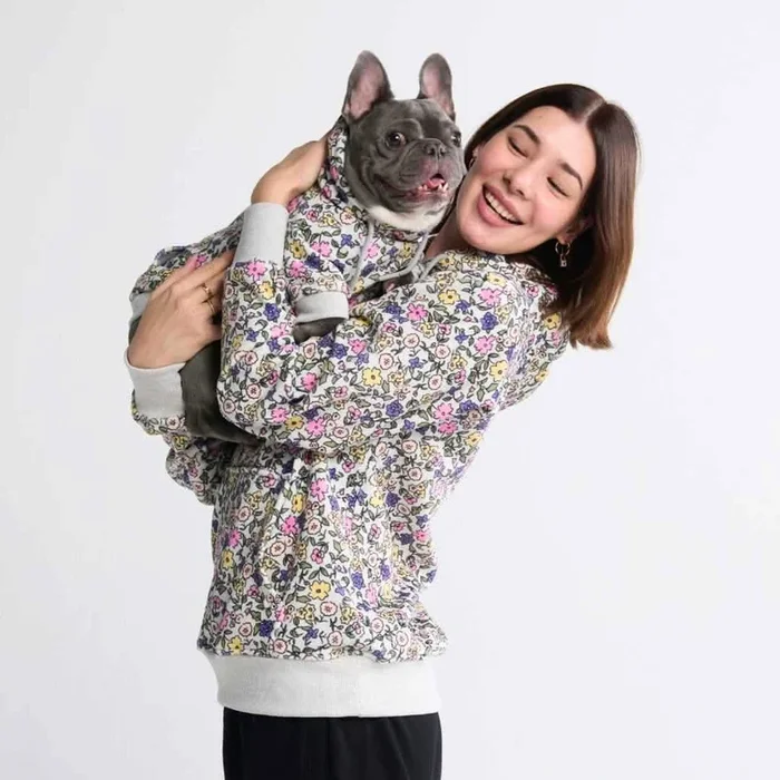 Vintage Flower Human Hoodie – Light Grey