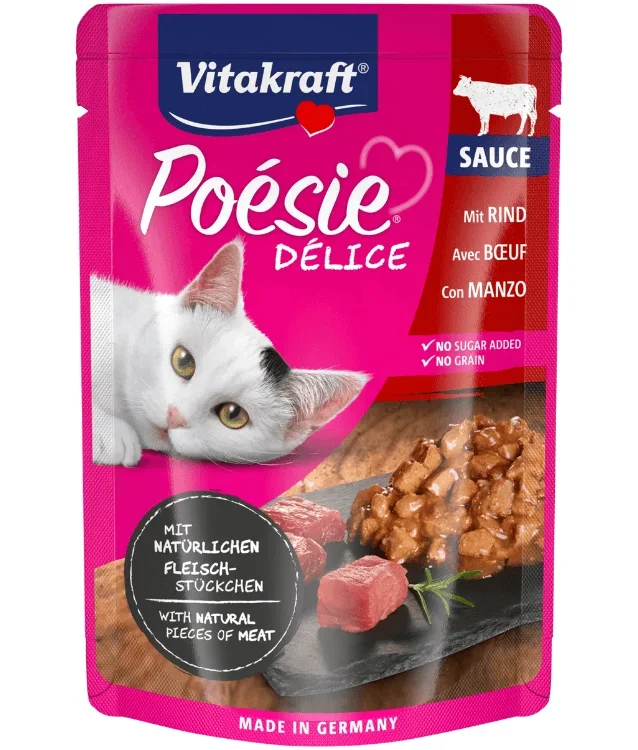 Vitakraft – Poesie Delice, Adult Wet Cat Food With Beef In Gravy – 85g