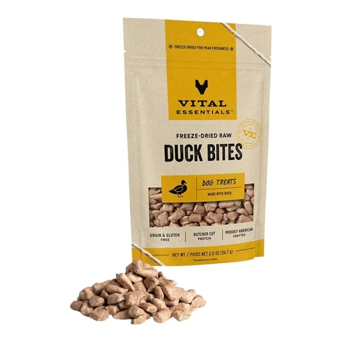Vital Essentials Treats Duck Nibs Freeze-Dried Dog Treats, 2-oz
