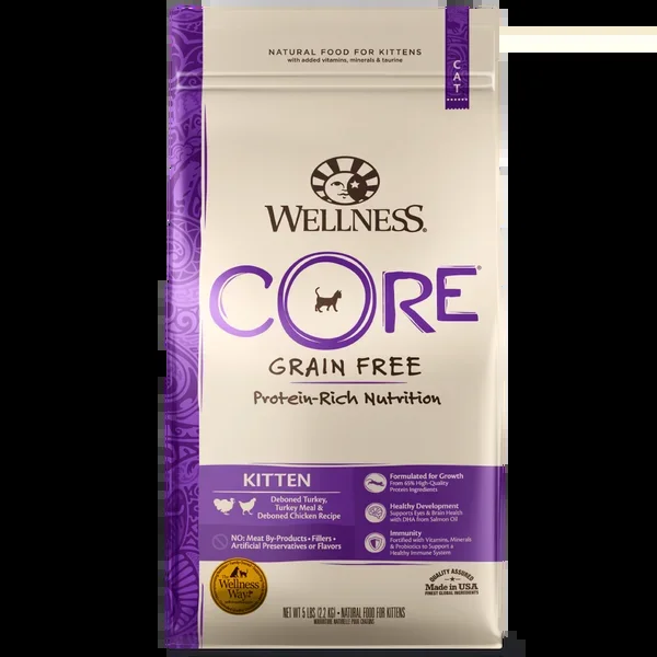 Wellness CORE Grain Free Natural Kitten Health Turkey, Turkey Meal and Chicken Recipe Dry Cat Food