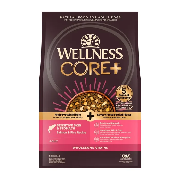 Wellness CORE+ Sensitive Skin & Stomach Dry Dog Food Salmon & Rice Recipe 18lb