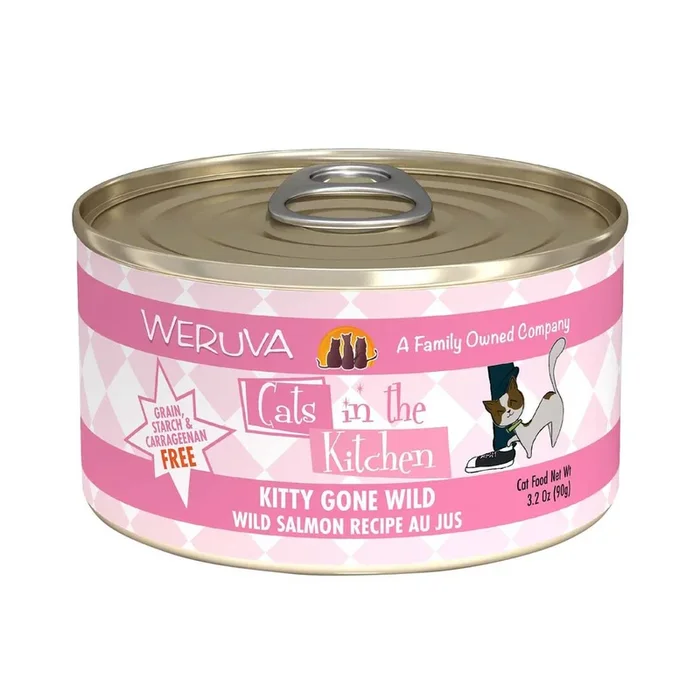 Weruva Cats In The Kitchen Kitty Gone Wild with Tuna & Salmon au Jus Wet Cat Food, 3.2 Ounces