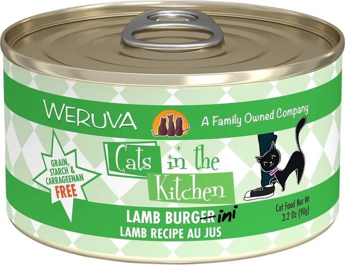 Weruva Cats in the Kitchen Wet Cat Food, Grain Free Lamb Burgini Lamb Au Jus, 3.2 Ounces
