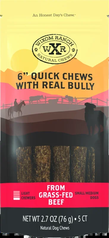 Wixom Ranch Natural Chews Bully Quick Chew, 6 Inches, 5 Count