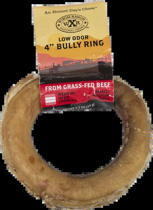 Wixom Ranch Natural Chews Low Odor Bully Ring, 4 Inches