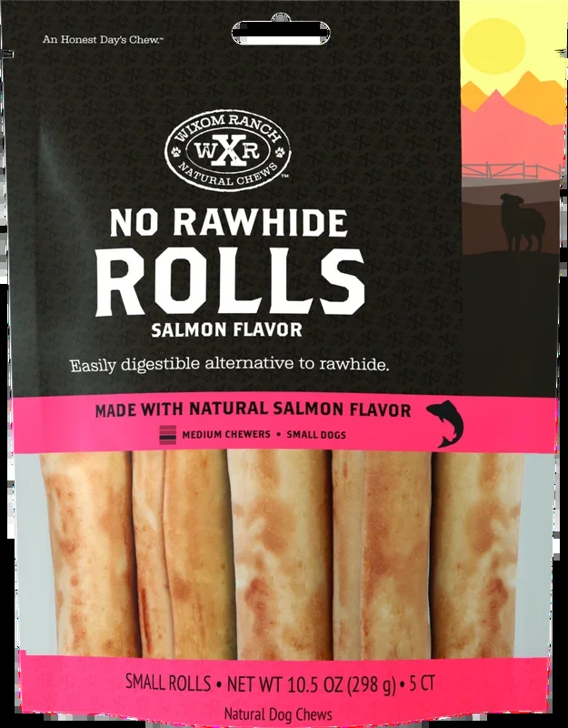 Wixom Ranch Natural Chews No Rawhide Rolls Salmon Flavor, Small, 5 Count
